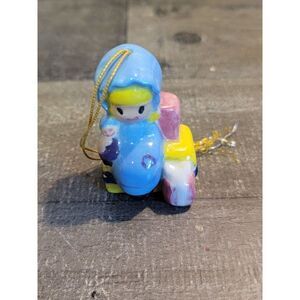 Ceramic blonde kid girl presents gift ornament Xmas decor